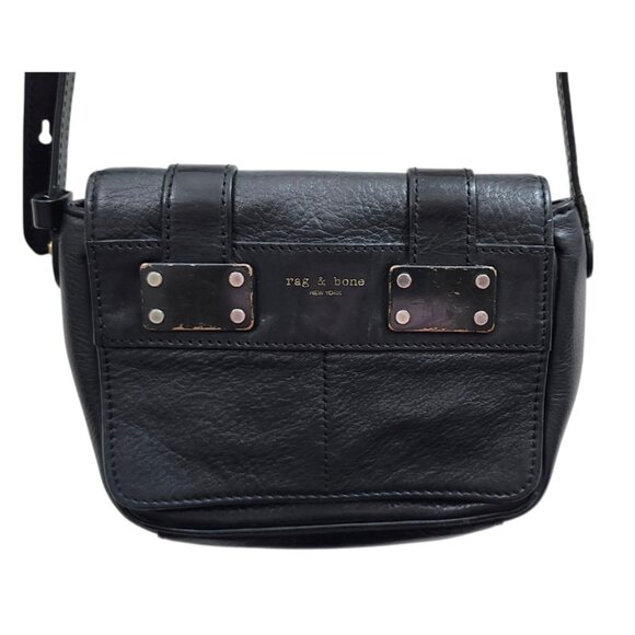Rag & Bone Black Leather Crossbody Bag Flap Buckle Closure Adjustable Strap - Picture 2 of 11